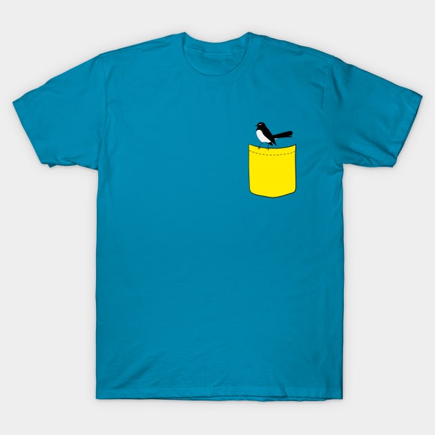 Pocket Willie Wagtail T-Shirt by BinChickenBaby